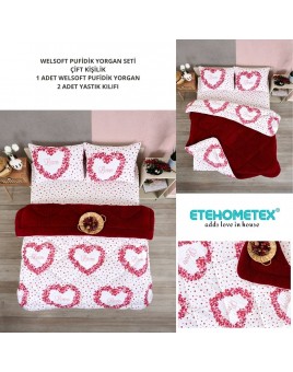 ETE HOMETEX ÇİFT KİŞİLİK LÜX WELSOFT YORGAN 195X215CM LOVE BORDO 8696474231946